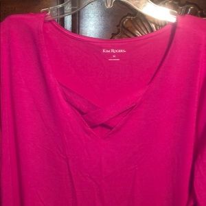New Kim Rogers size XL pink criss cross top/tunic